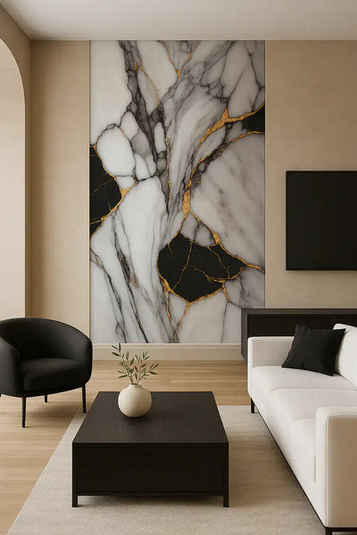 PVC Wandpaneel Marmerlook Elgaza Noire – 280x122 cm – Waterbestendig & Hoogglans