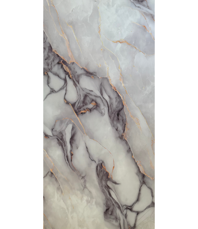 PVC marmer wandpaneel wit met grijze en goudkleurige aders