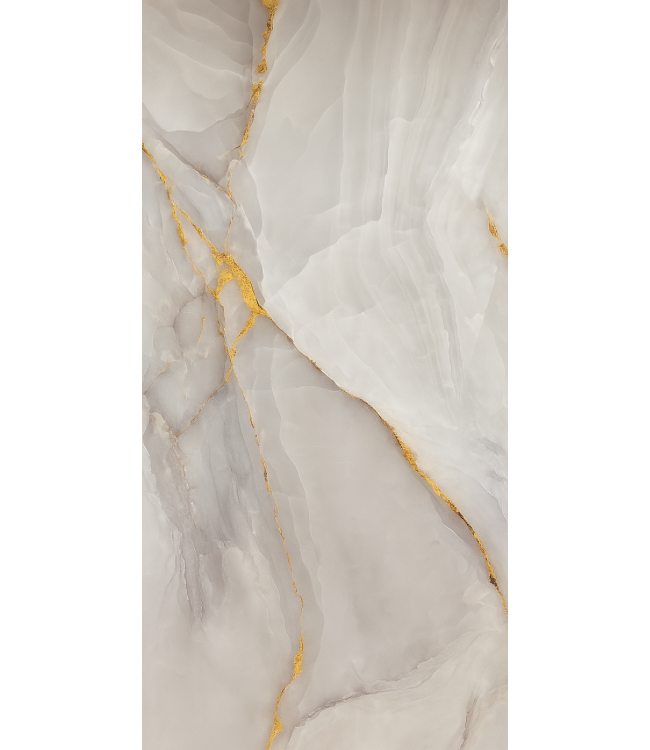 Marmerlook wandpaneel wit met gouden aders
