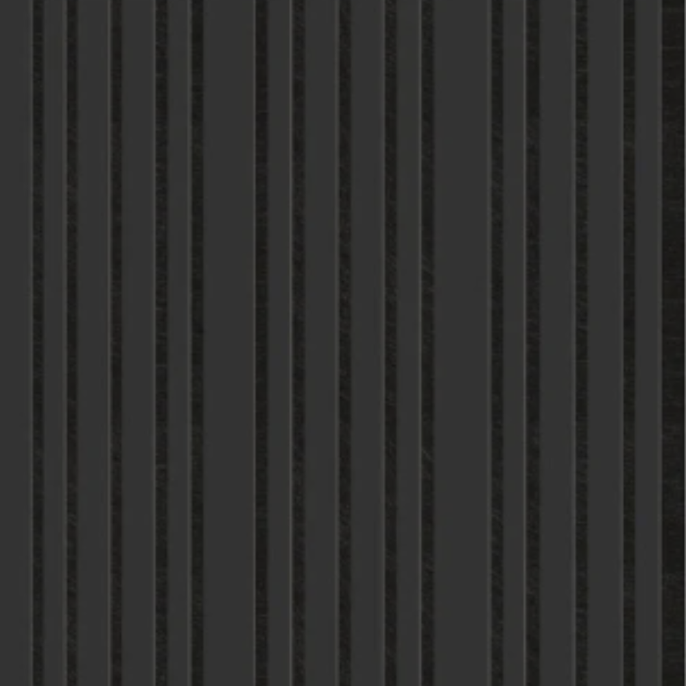 Black-on-black akoestisch wandpaneel met verticale latten