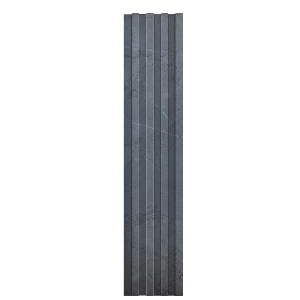 A single, dark grey WPC (Wood Plastic Composite) fluted wall panel or louver panel