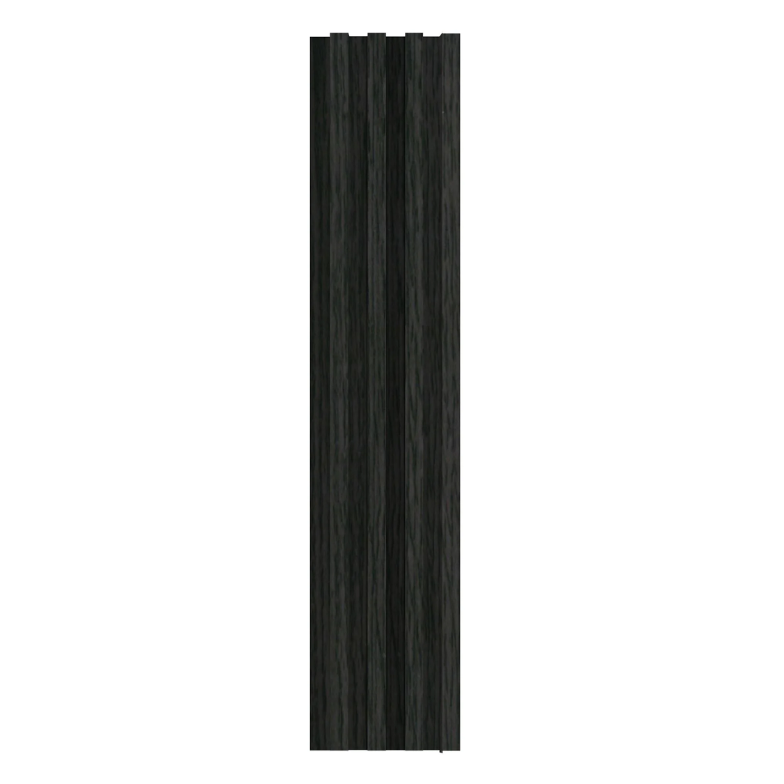 Vertical dark wood slatted wall panel
