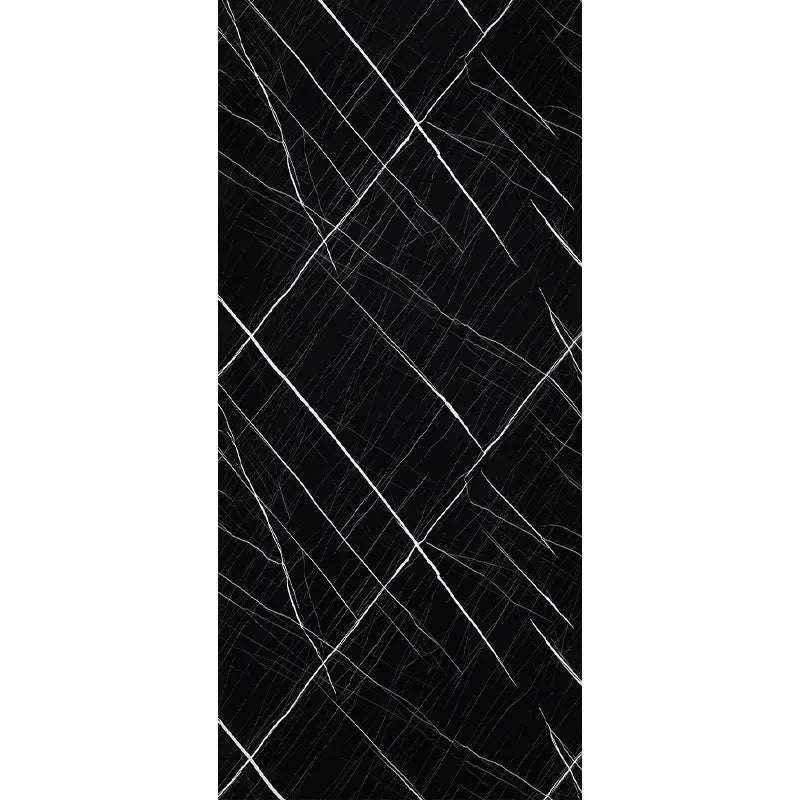 Hoogglans PVC wandpaneel zwart met witte aders