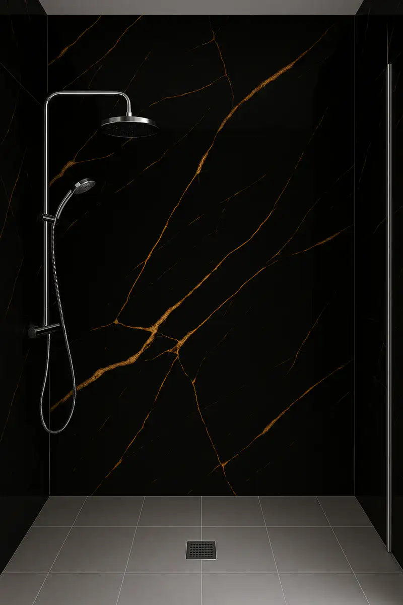 Zwart goud hoogglans PVC wandpaneel